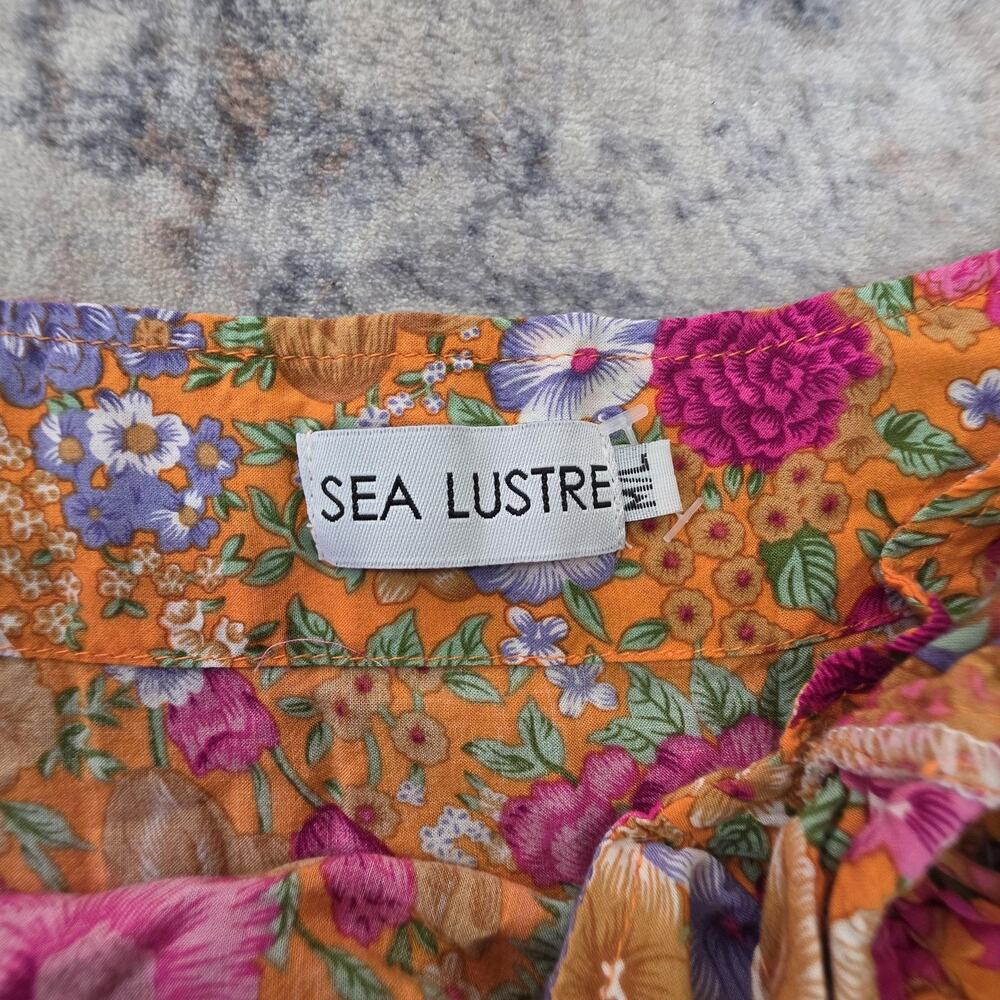 Sea Lustre Skirt Womens Medium Yellow Floral Wrap Ruffle Hem Maxi Boho Vacay - Picture 5 of 7